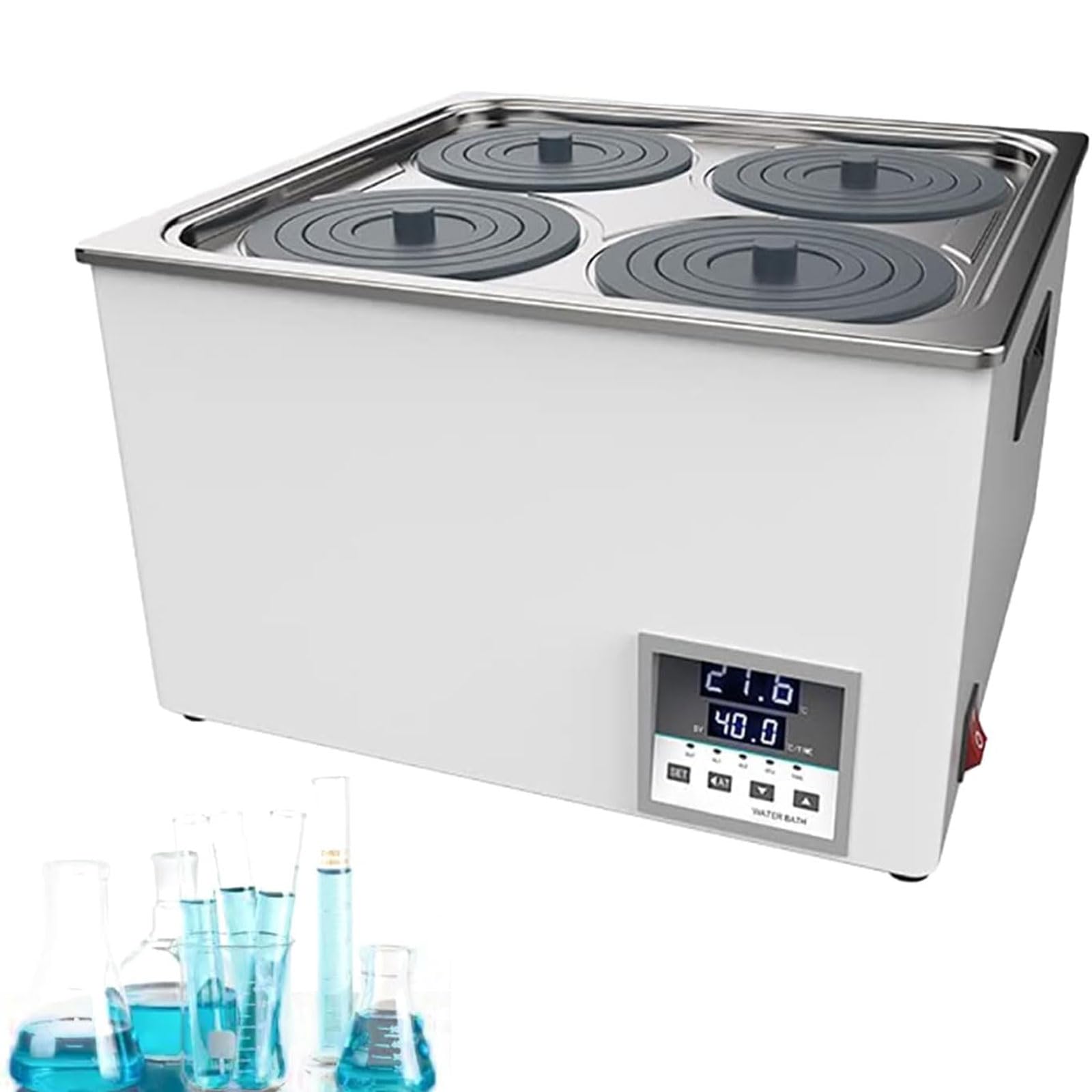 Baño María De Laboratorio, Baño De Agua Digital De 300W - 1500W, Tanque De Calentamiento Termostático De Temperatura Constante for Laboratorio con Tiempo Seleccionable, Anti-Quemaduras
