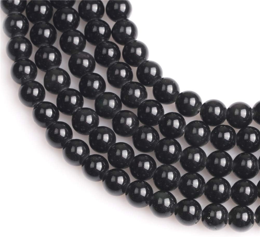 SHGbeads Black Obsidian Natural Gemstone Loose Beads for Jewellery Making Round 8mm Big Hole 1.5mm-2mm 15" - Image 4