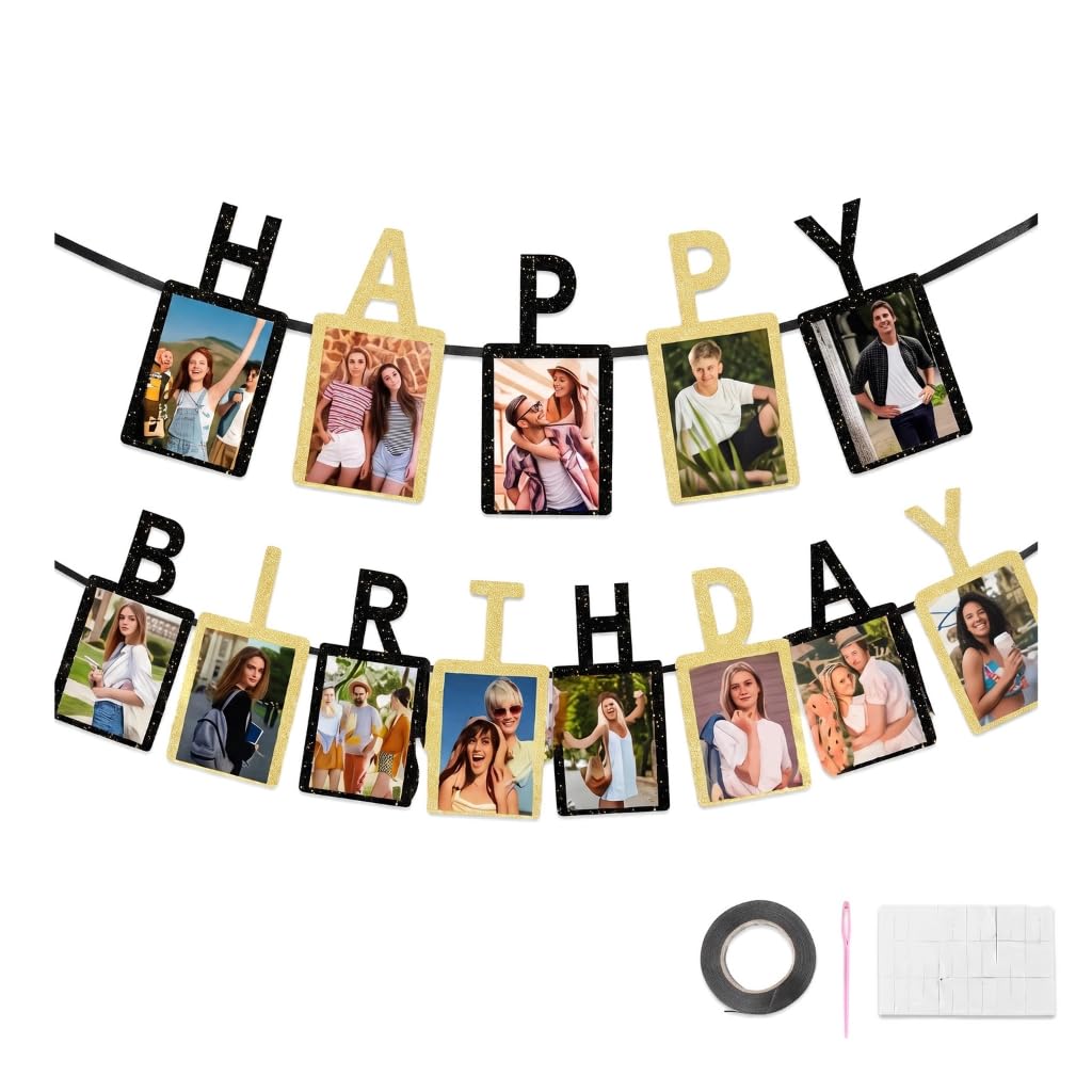 Happy Birthday Photo Banner,DIY Photo Banner for Happy Party Decoration