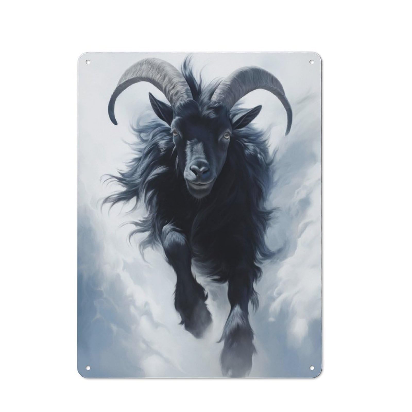 Junmoney Running Black Goat Rustic Metal Plaque 40X30cm For Guest Room Or Hallway, For Home Interiors, Feature Walls And Decorative Displays