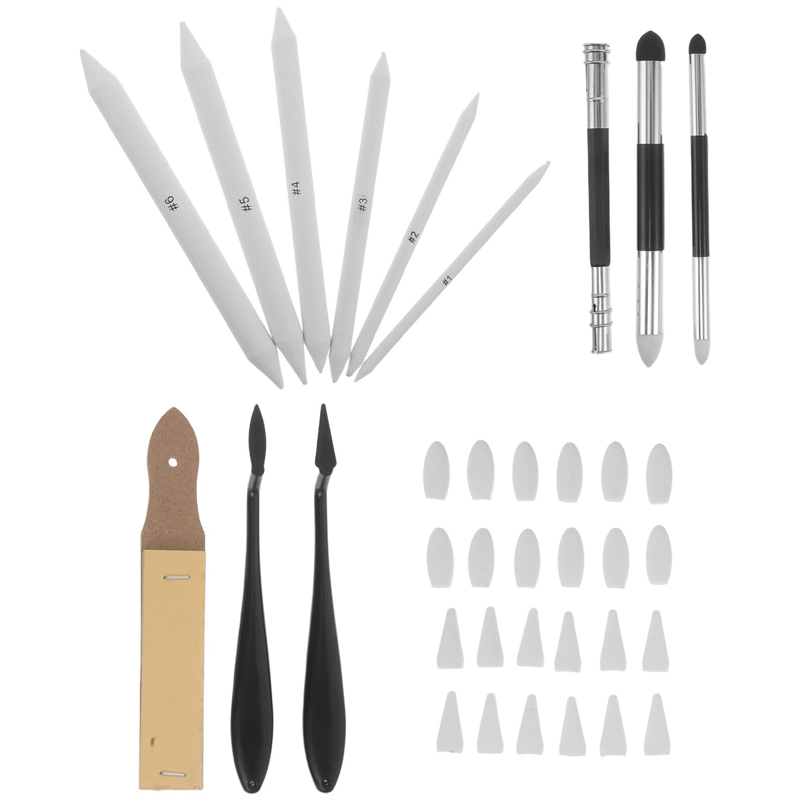 Juego de herramientas para dibujo de bocetos y esponjas reutilizables para el estudio