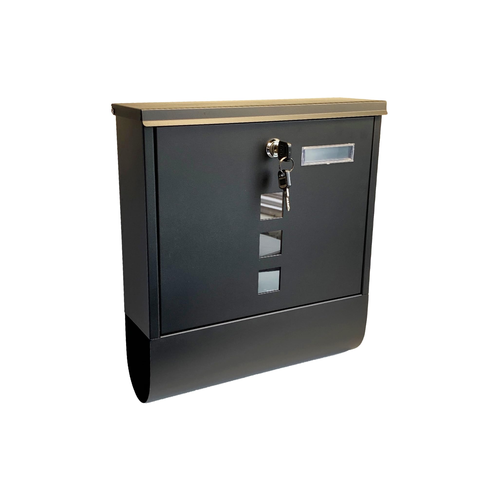 Lockable Mailbox Post Letter Box Wall Mounted Large Steel Black by Buckingham