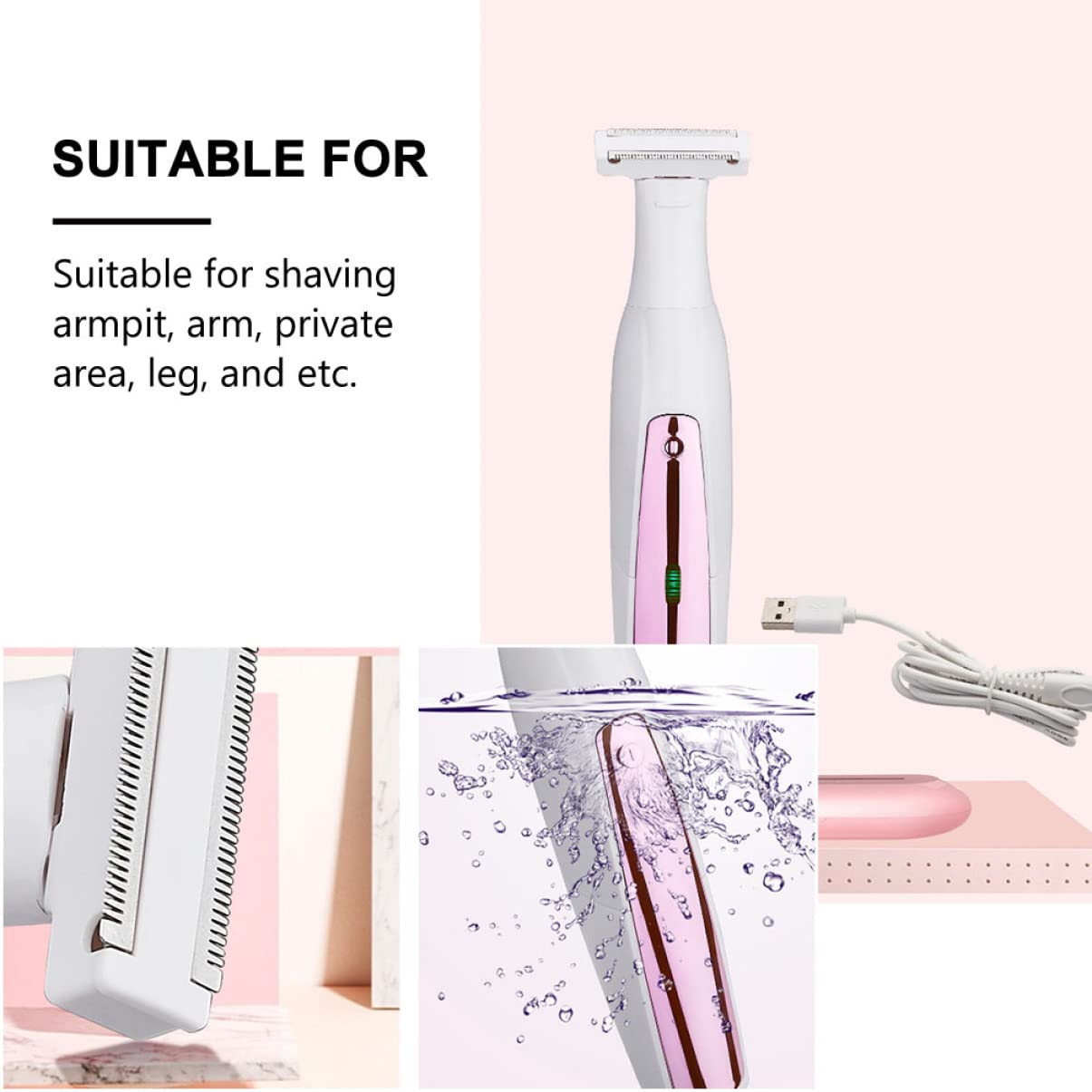 Trimmer Corpo Donna Potente e Lavabile per Depilazione Ascelle e Zona Bikini Ipx6