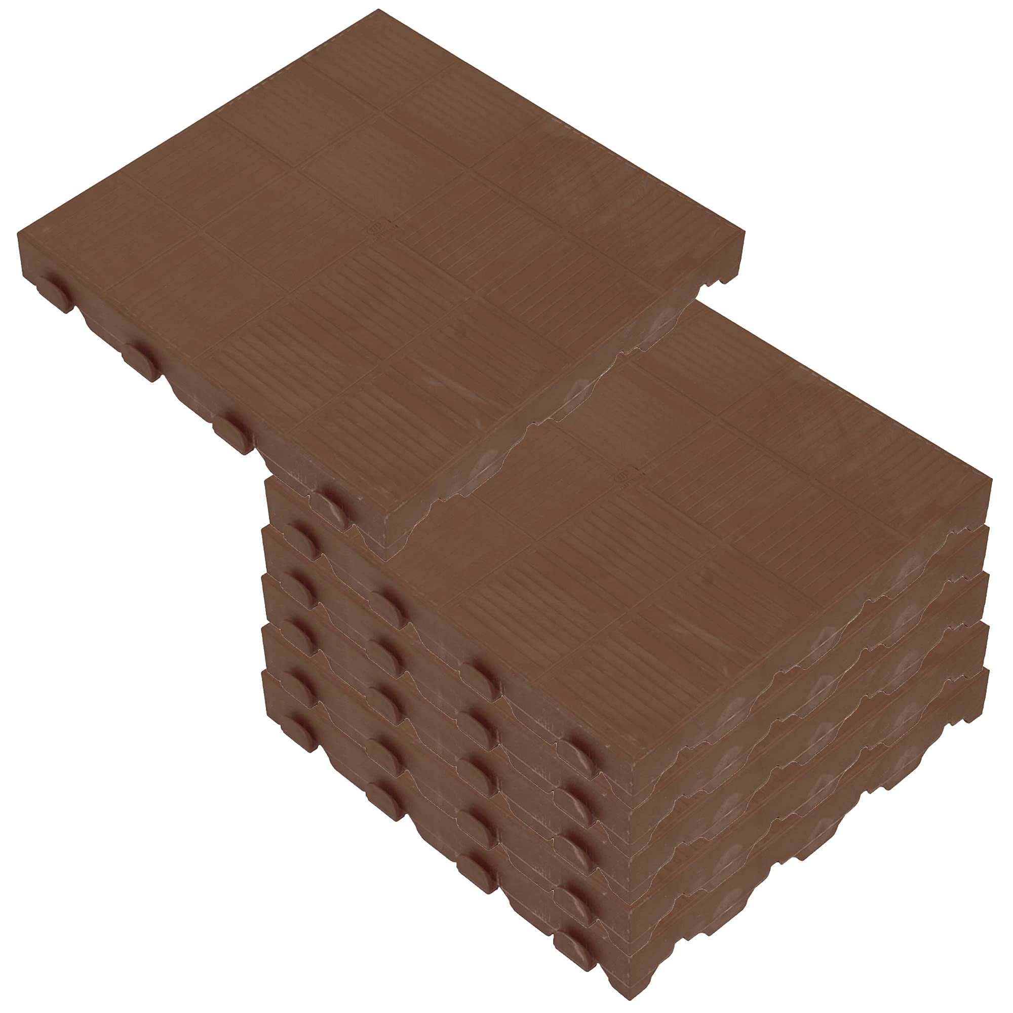 WELL HOME MOBILIARIO & DECORACIÓN Pack de 6 baldosas plásticas para suelo exterior de 39x39x4,8 cm. Superficie total 0,9m2 Colección COMBI - Marrón