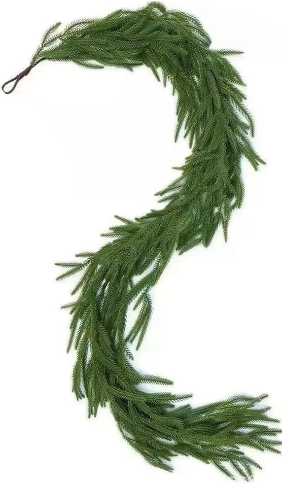 9FT Norfolk Pine Garland Real Touch Artificial Greenery Pine Needles Garlands Spring Green Wreath for Mantle Table Wall Fireplace Stairs Indoor Outdoor Spring Summer Decor - Image 7