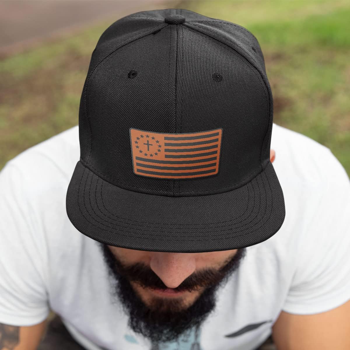 One Nation Under God Leather Patch Christian Trucker Hat - Fit Snapback Hat - Breathable Mesh Side for Casual Wear