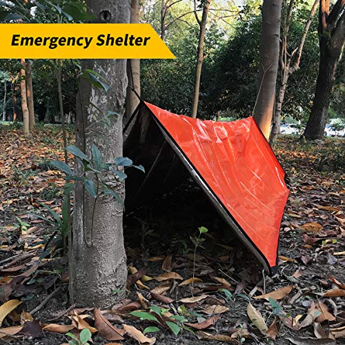 UTOOL Survival Emergency Blanket, Waterproof Insulated Tarp, Reflective Blanket Tarp, Survival Space Blankets, 3 Layer Large Heavy Duty Thermal Blanket for Hiking, Camping, Orange