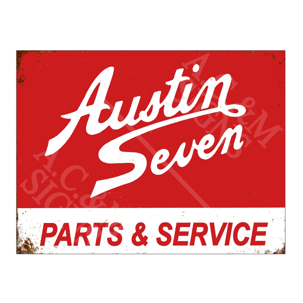 Vintage Tin Signs Plaque Auto Motorcycle Gasoline Metal Sign Poster Garage Shop Man Cave Bar Home Wall Decoration (Austin Seven Red 8x6)