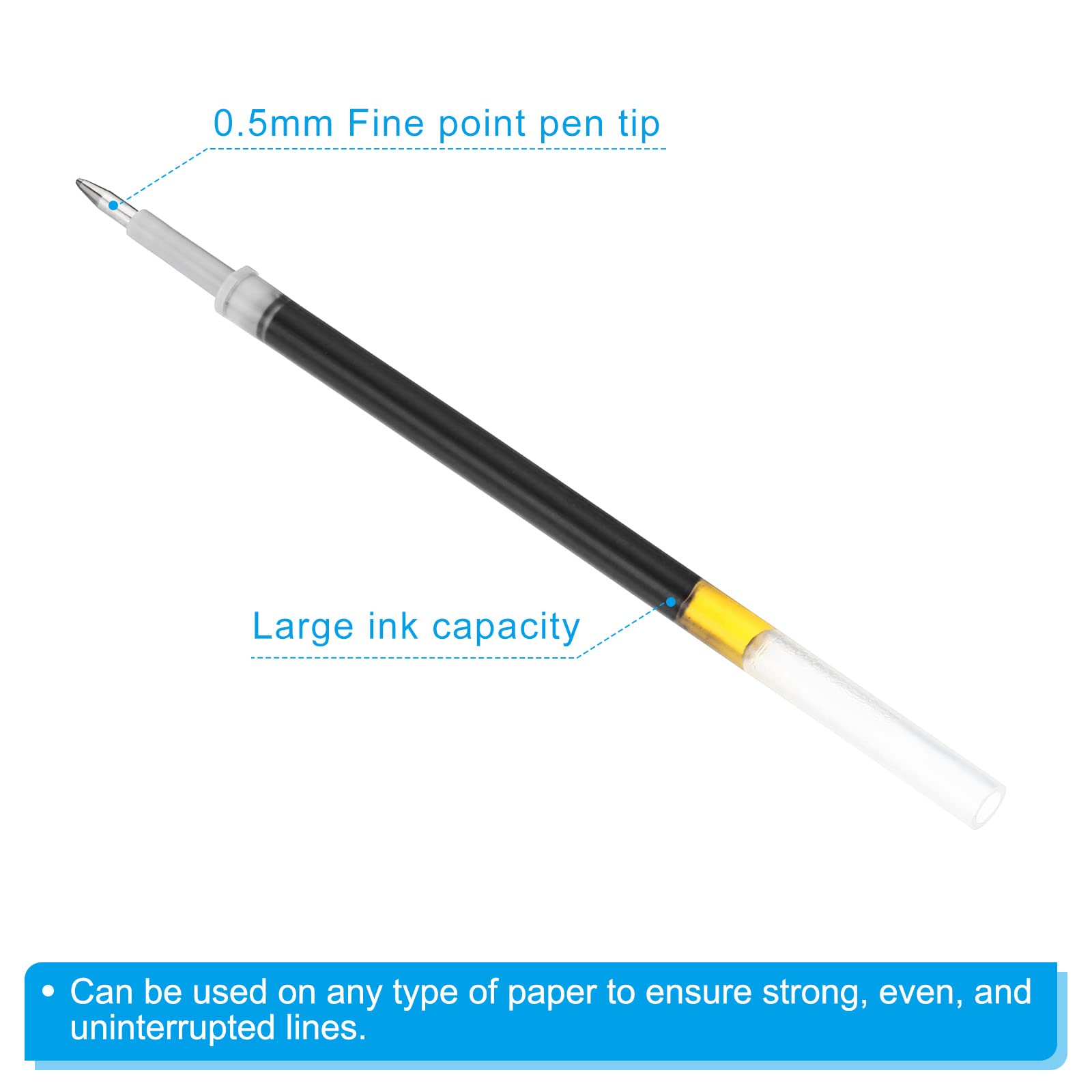 PATIKIL 0.5mm Ink Pen Refills Black - Image 4