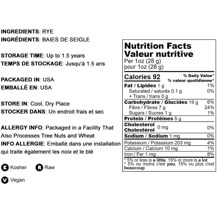 Rye Flour, 2 Pounds – Stone Ground from Whole Grain Rye Berries, Kosher, Vegan, Bulk, Great for Bread Baking, Product of the USA