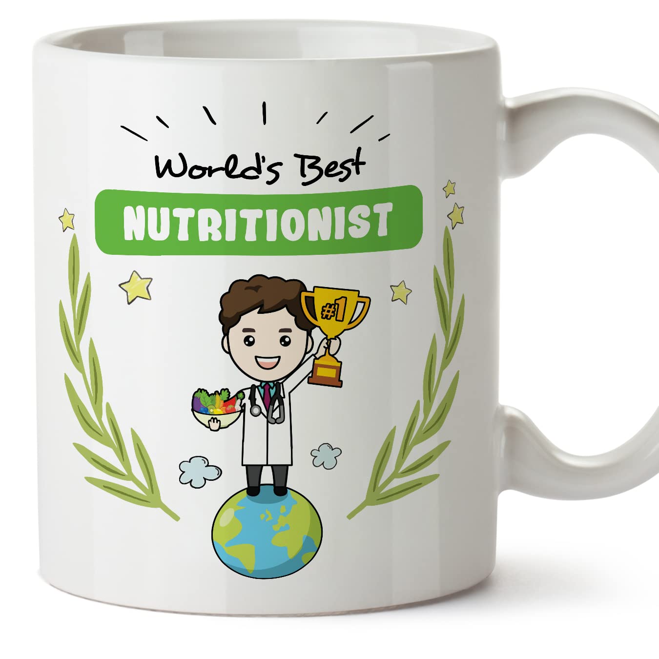 MUGFFINS Nutritionist Man Mug - in English - World's Best - Funny Gift for Colleagues - Ceramic 11oz Mug