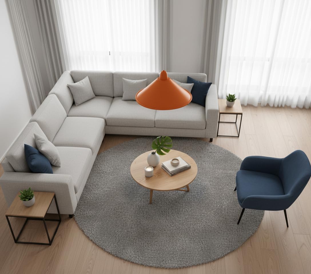 Orange Cone Pendant Light Shade Metal Farmhouse Hanging Light Fixture Replacement Lamp Shade for Ceiling Fan or Kitchen Island Lighting (Orange, Pack of 1)