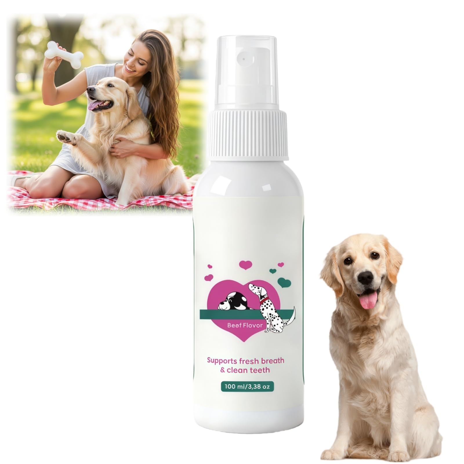 DISRIC Tooth Clean Spray for Dogs & Cats,No-Brush Dog Teeth Cleaning Spray - Dog Tooth Cleaner Bad Breath Treatment for Dogs & Cats,Dogs Teeth Cleaning Products,Dog Fresh Breath Natural Solution