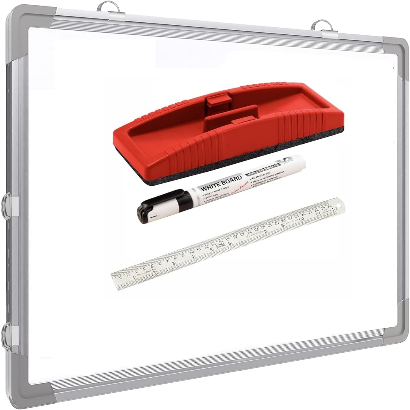 Non Magnetic 2 x 3 feet Double Sided White Board and Chalk Board Front Side whiteboard Marker Surface and Back Side Chalkboard Surface (2 x 3 feet, Pack of 1 Item) C