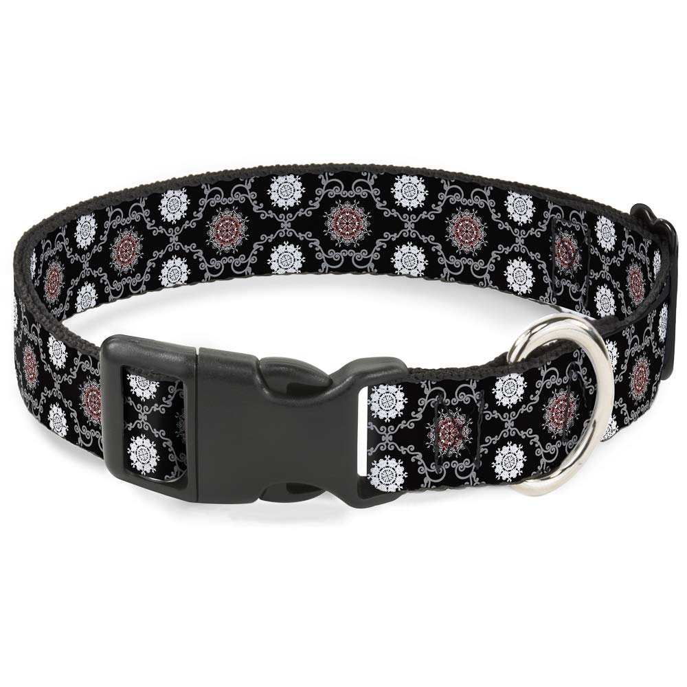 Collar de perro negro de 9 a 15 pulgadas con clip de plástico ajustable Buckle Down