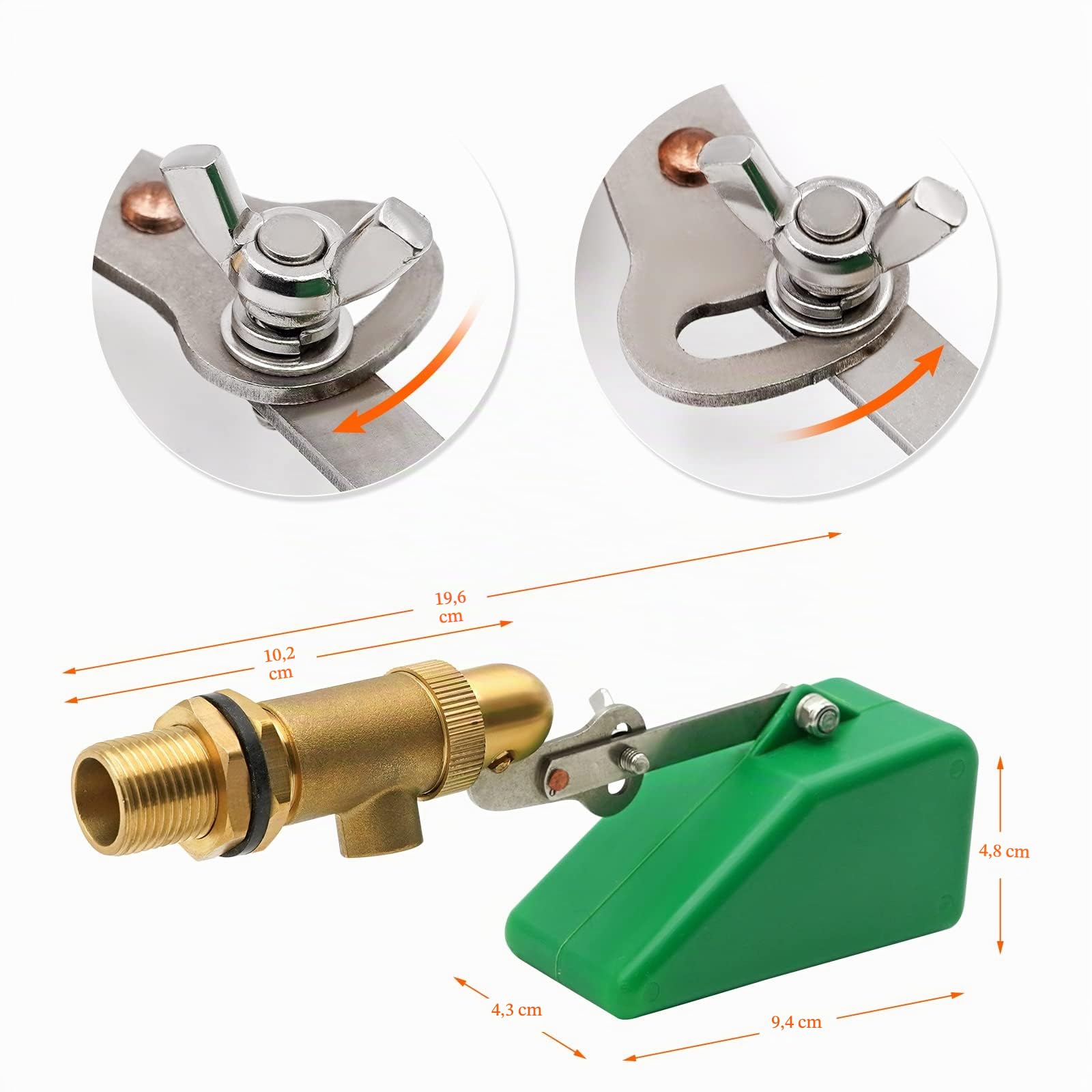 Robinet Flotteur 1/2" en Laiton Massif Antirouille à Bras Ajustable, Vanne Flotteur à Bille Automatique pour Réservoir, Abreuvoir Bétail, Étang, Aquarium, Aquaculture, Hydroponie, Lot de 2
