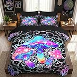 WeCozy 7 Pcs Queen Size Comforter Set with 2 Pillowcases & 2 Shams, Hippie Mushroom Bedding for Kids and Adults, Dream Mandala Colorful Bed in a Bag with Flat Fitted Sheet