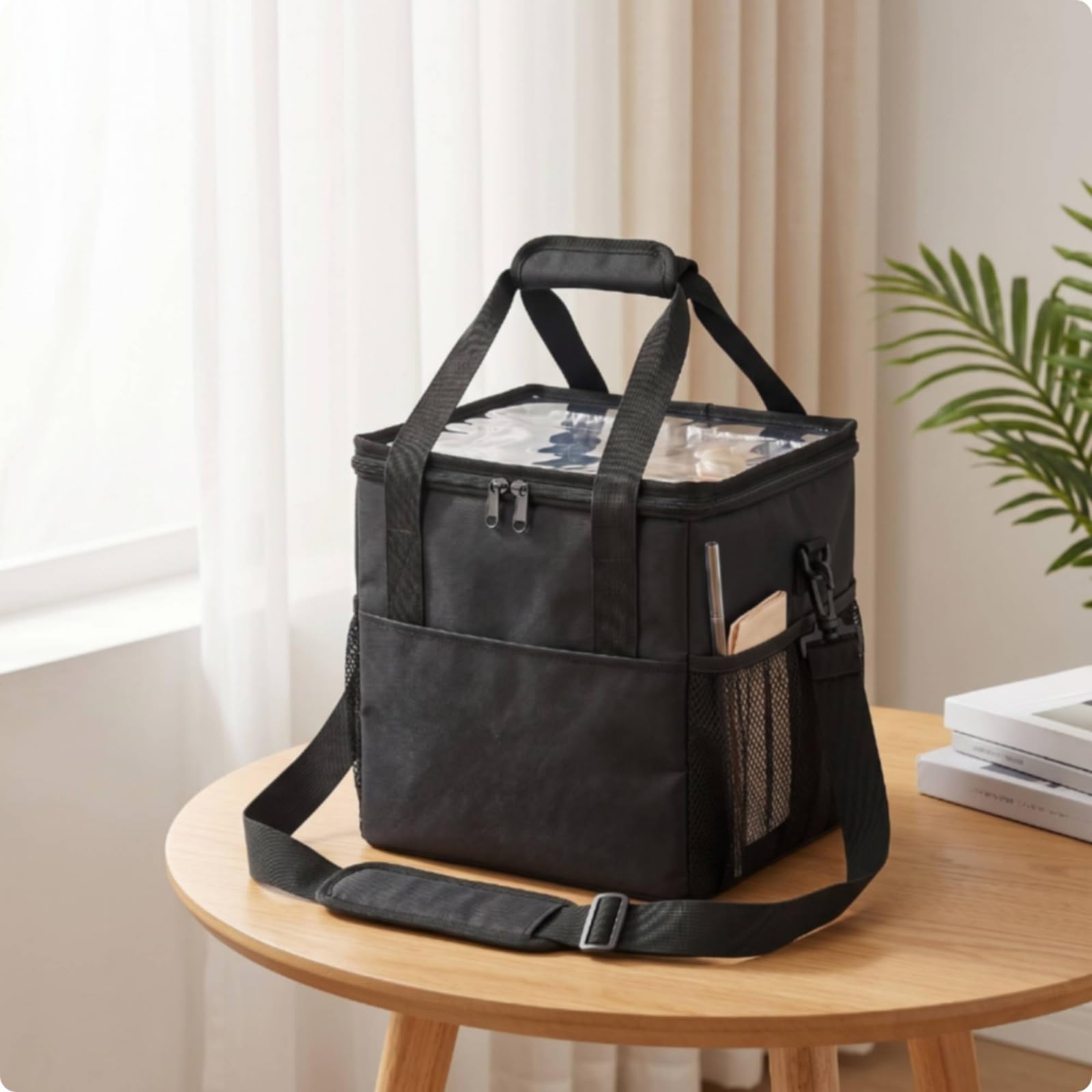 Baoblaze Sac Isotherme avec Séparations Réfléchissant Sac Porte-Boissons avec Séparateur Thermique Porte-Boissons Poignée pour Déplacements Professionnels