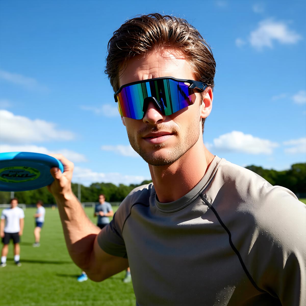 SEKKAF Occhiali da sole sportivi polarizzati per uomo e donna, protezione UV, leggeri, per corsa e ciclismo, naselli antiscivolo