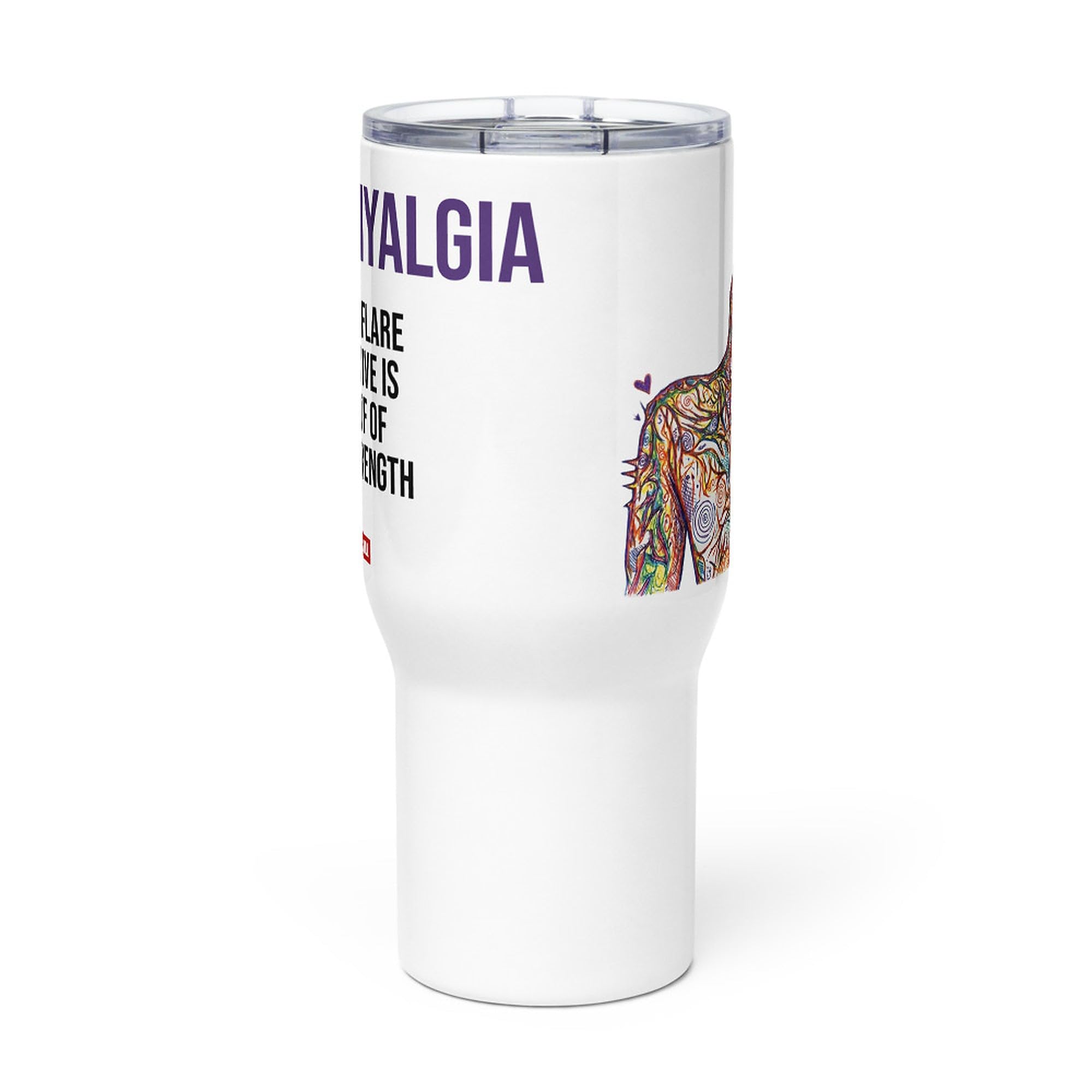 Taza de Viaje Fibromialgia con Asa, Regalo para Adultos Fibro