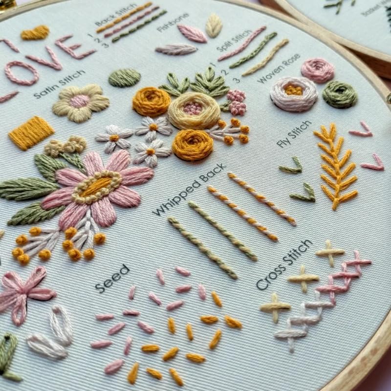 Image of Huacan Embroidery kit for Beginners Adults,Embroidery Kit Punch Needle Kit Cross Stitch Kits with Embroidery Hoop and Instructions,Hand Embroidery Starter Kit (Easy)