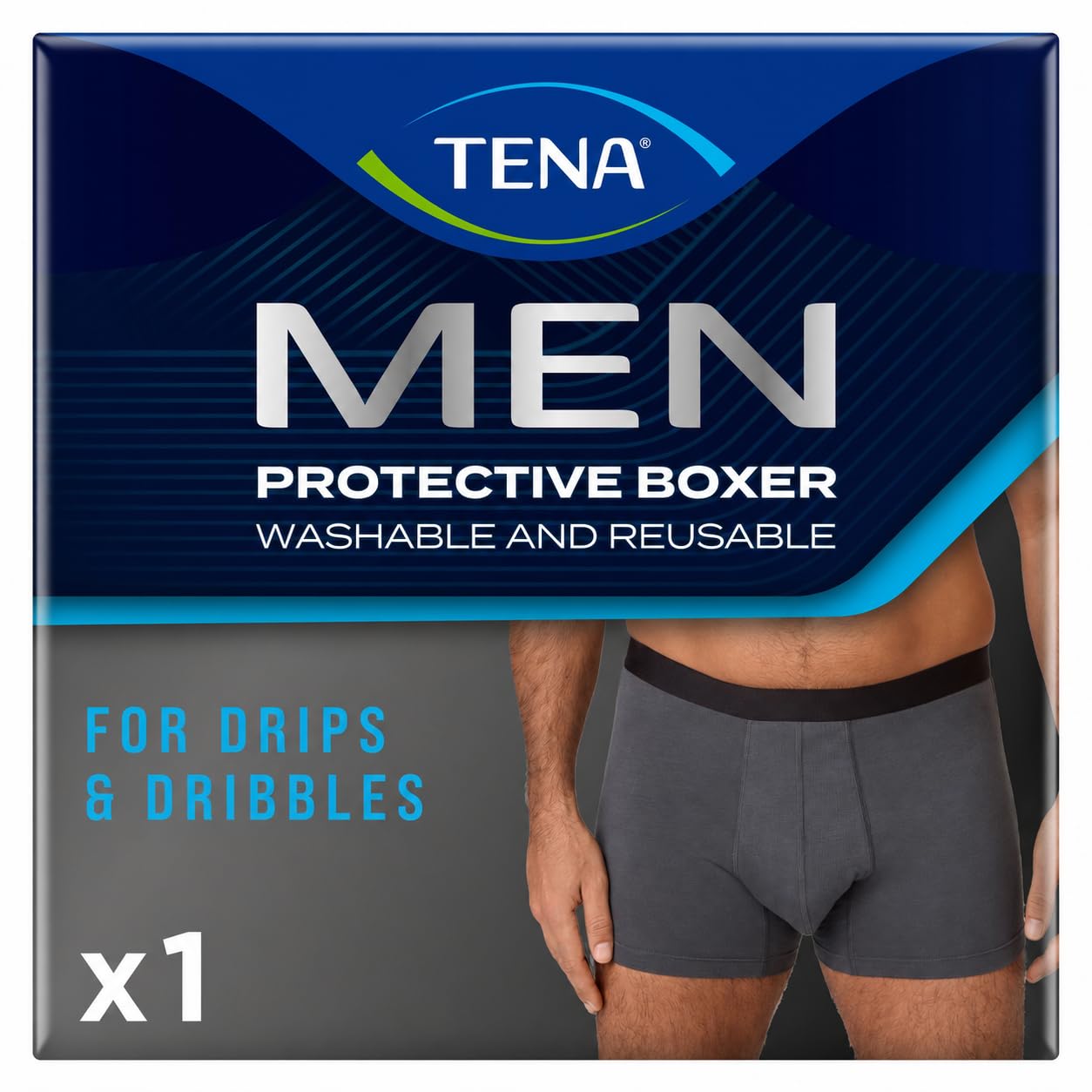 TENA Men Protective Boxers, Pack of 1 Grey Size L