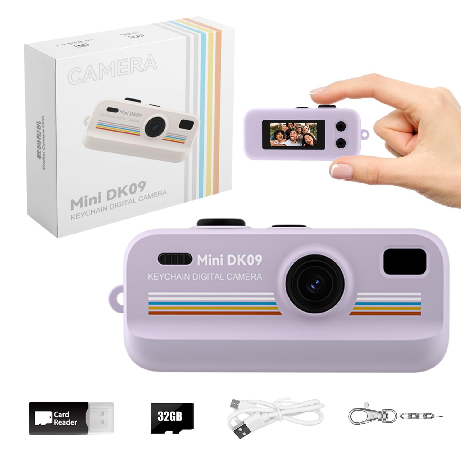 Mini Retro Camera 2K Video Keychain Digital Camera with 16X Zoom LED Light Vintage Filters Simple One Touch Operation Pocket Camera for Kids Teens Gift-picture-25
