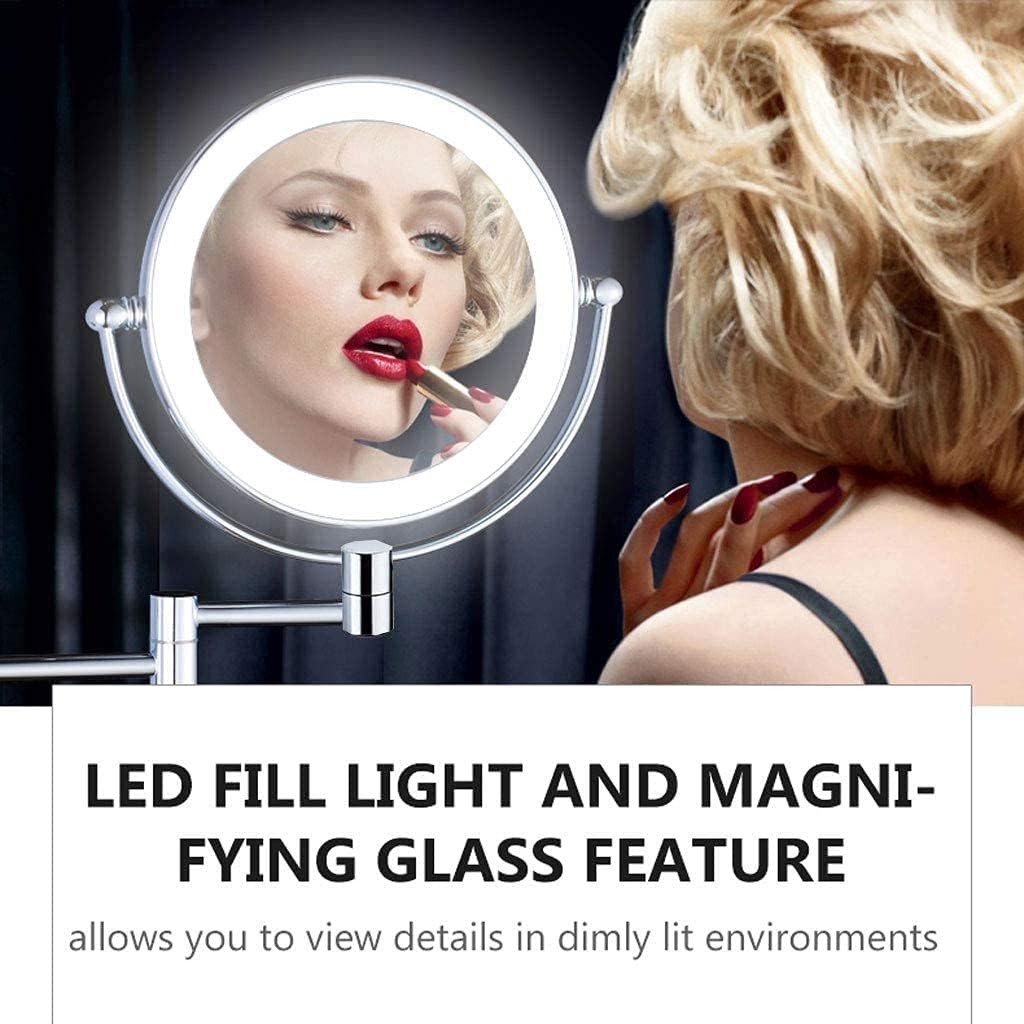 Wall Mounted Makeup Mirror 10X Magnification,Round Makeup Mirror 8inch Bathroom Mirror 360 Rotation Double-Sided Mirror,USB Mirror