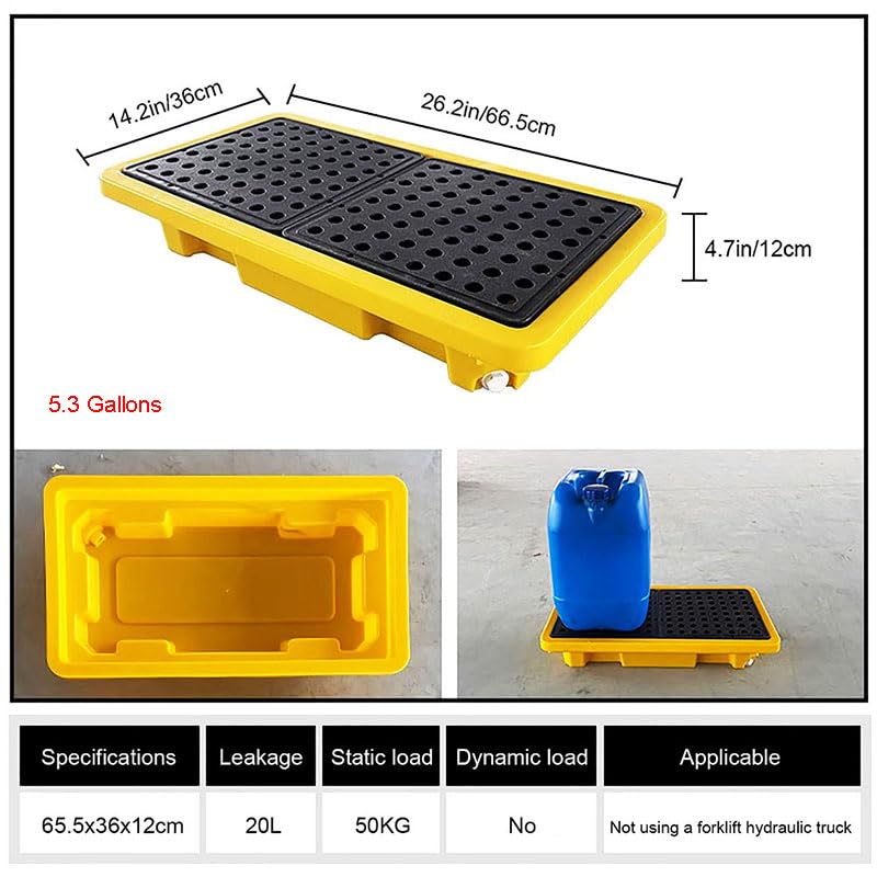 2 Trommel-Containment-Paletten Aus Polyethylen – Auslaufsicher, Abnehmbares Gitter, Gelb, 66,5 X 36,1 X 11,9 Cm