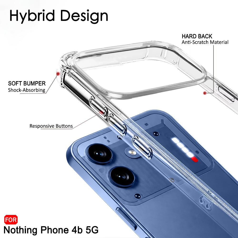 TheGiftKart Crystal Clear Back Cover Case for Nothing Phone 4b 5G | 360 Degree Protection | Shock Proof Design | Transparent Back Cover Case for Nothing Phone 4b 5G (PC & TPU, Transparent Bumper) — Amazon image 3