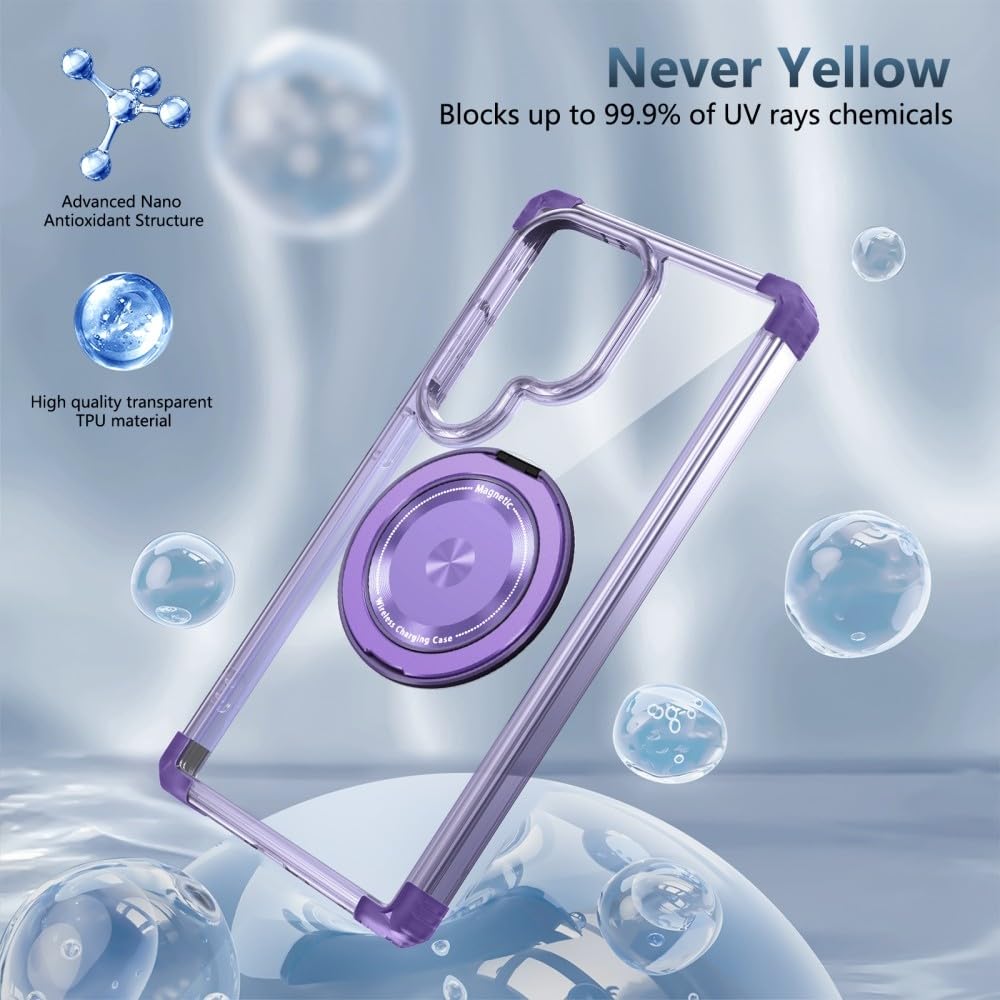 Generic Custodia compatibile con Samsung Galaxy S26 (colore: trasparente) Custodia posteriore rigida in silicone antiurto con anello girevole