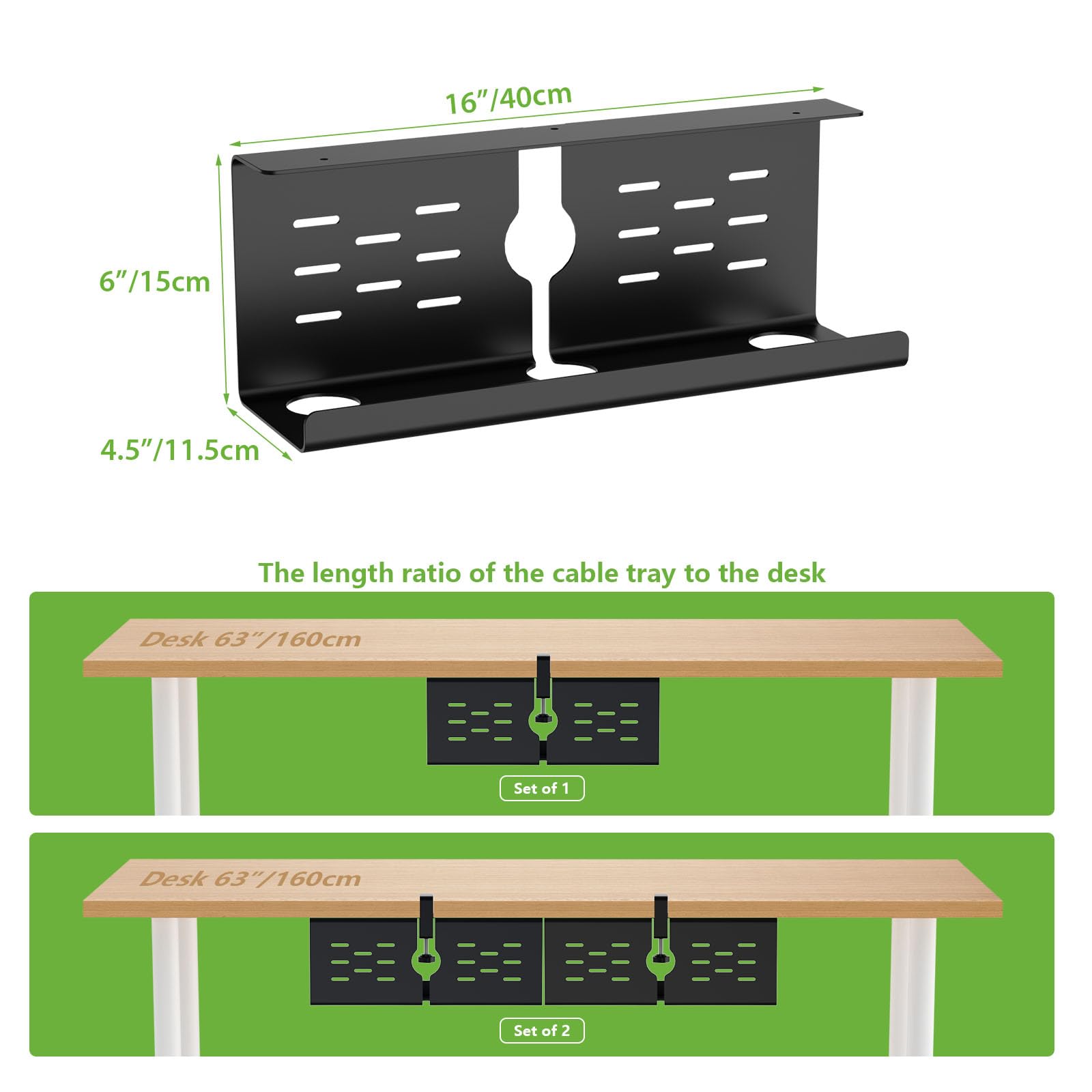 KEEGH Kabelkanal Schreibtisch 2er Set, Kabelmanagement Schreibtisch Ohne Bohren für Kabelversteck, Kabelwanne Ideale Klemmen/Schraubmontage, Kable Organizer für Büro, Zuhause, Gaming-Setup, Schwarz