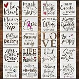 20 Piece Inspirational Word Stencil Set, Stencils for Painting on Wood, Canvas - Quotes Include Dream, Faith Hope Love - Stencils for Crafts Reusable – Art Stencils for Drawing & Signs - 8 Inch