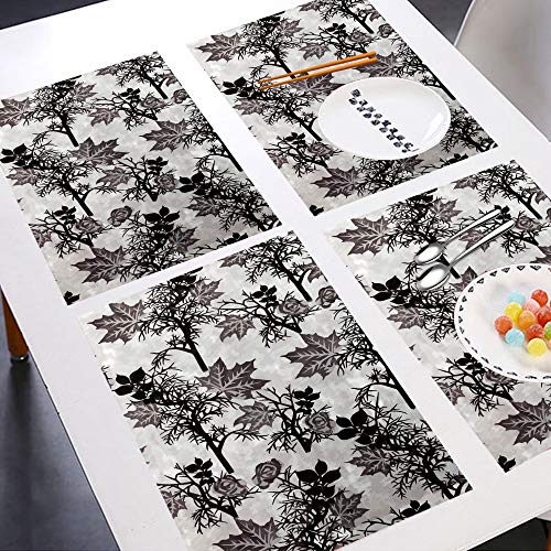 Image of Polyester 3-Layered Fridge Top Cover /Refrigerator Cover with Utility Pockets and Set of 4 Pc Fridge Mats (Color- Floral Black, Size-39x21 Inches)