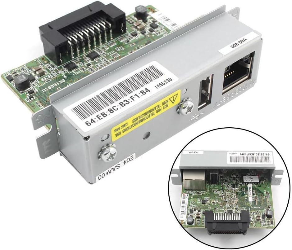 Ethernet Interface Module for UB-E04 Print Server Replacement, C32C881008 100 Mbps Fast Ethernet 10Base-T/100Base-TX with USB, Compatible with for TM-U220PB T88IV T88VI T70II H6000