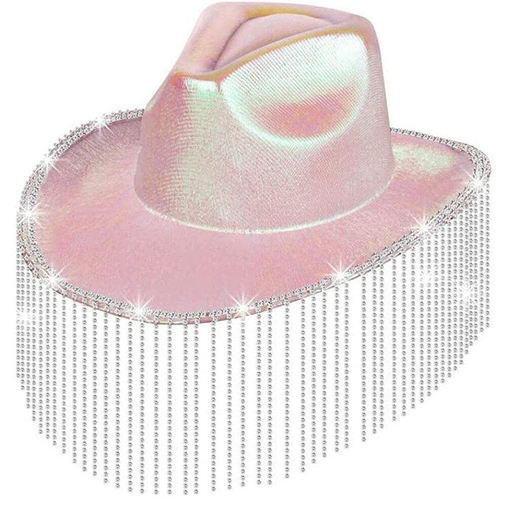 Chapeau de cow-girl strass holographique métallique brillant