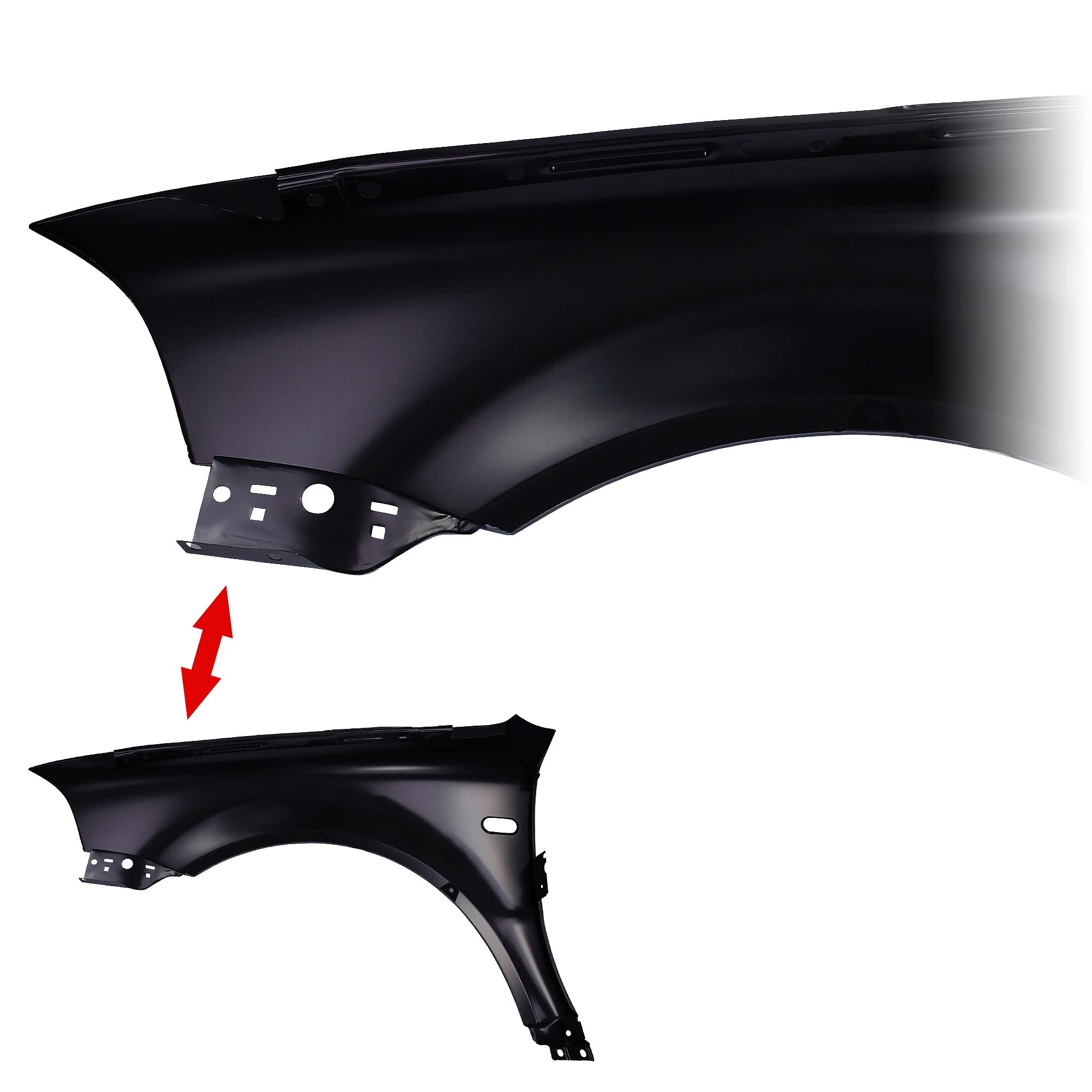 BESTPRICE 1x aile avant gauche avec trou pour clignotant, 1x aile avant droite avec trou pour clignotant Compatible avec VW PASSAT B5.5 (3B3),PASSAT B5.5 Variant (3B6)