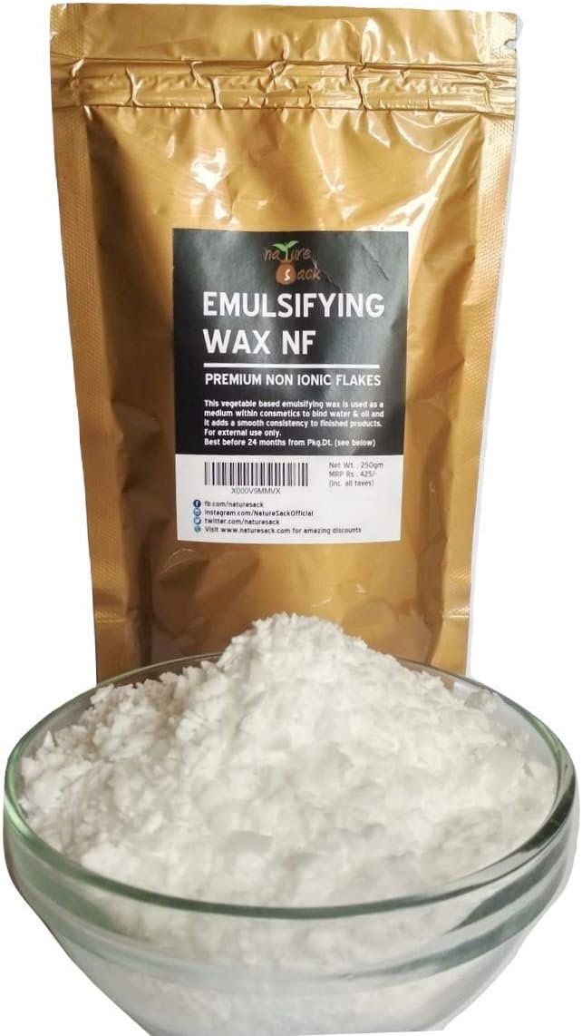 NatureSack Non‑Ionic Emulsifying Wax NF – 250 g, Cosmetic Grade for DIY Skincare, Homemade Lotions & Creams, Resealable Bag