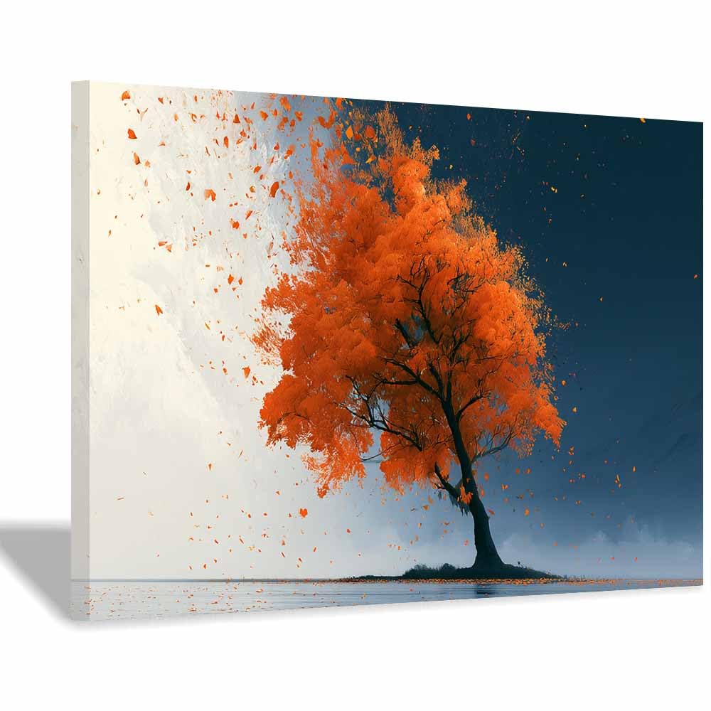 HOQIU Tree Of Life Wall Art Glowing magics Tree canvas prints, nature wall art, for Bathroom Home Office Decor(Multicolor)-70x100cm Framed