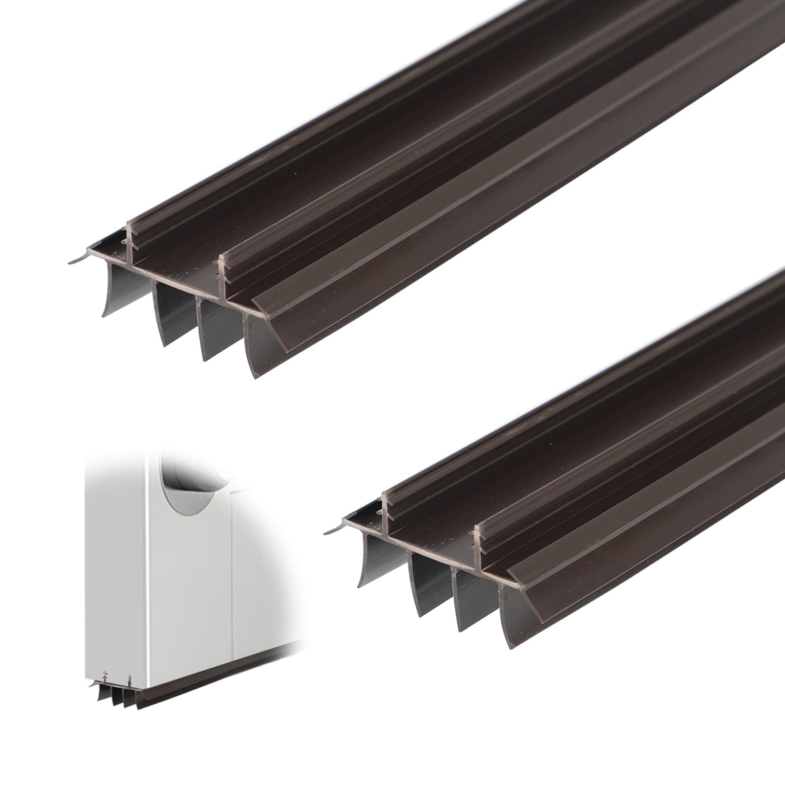 2 Pcs Vinyl Replacement Door Bottom, 36" Long 1 3/4" Wide, Door Draft Stopper with Vinyl Fins, Replacement Bottom Door Seal, Door Bottom Seal for Weather Stripping Door Insulation (A)