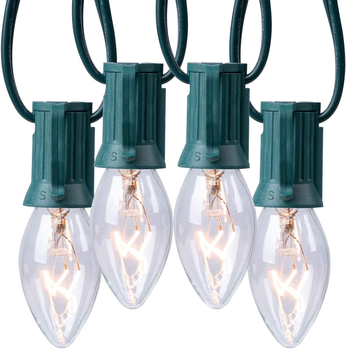 Minetom C9 Clear Christmas String Lights, 50FT 50 Bulbs Bright & Warm Outdoor Christmas Lights, Long Life C9 String Lights for Tree Patio Gazebo Wreath, Green Wire