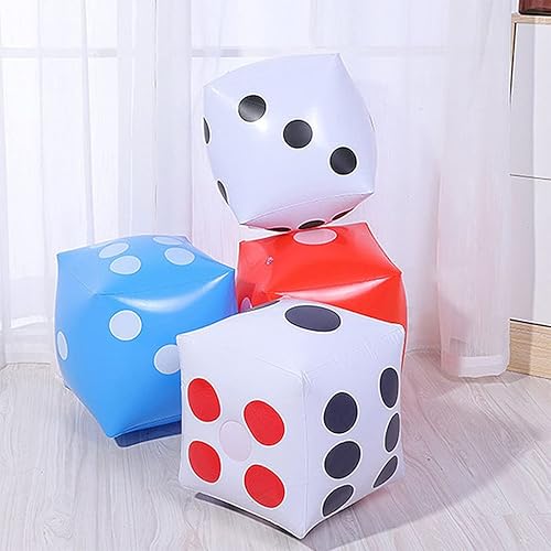 Miniatura 6 de 3 dados gigantes inflables gigantes gigantes para interiores y exteriores, juego amplio, Ludo y fiesta en la piscina (blanco, azul, rojo)