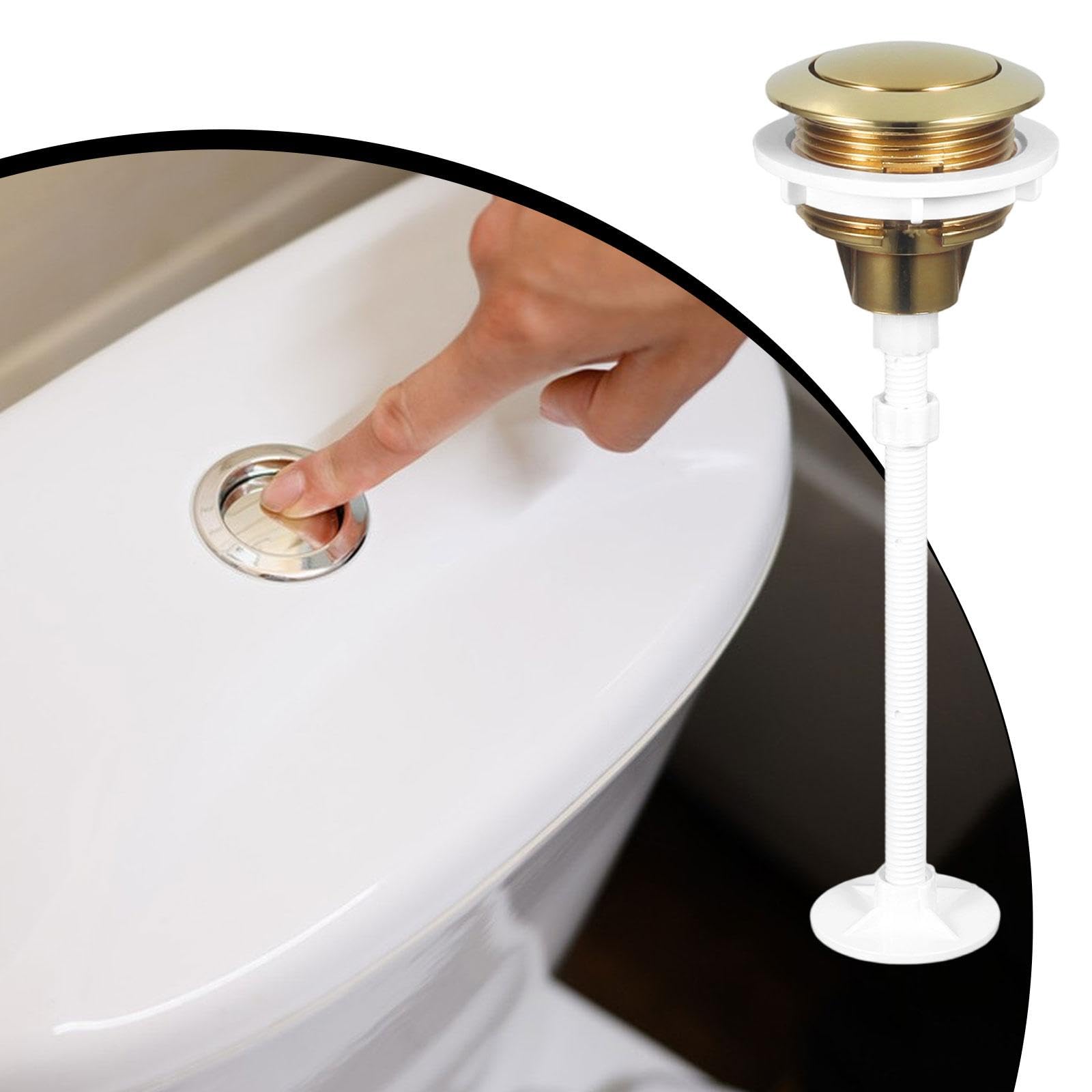 MagiDeal Repuestos para botón de descarga de inodoro, universal, redondo, de 38 mm, botón de un solo pulsador para tanque de inodoro, fácil de instalar para, Oro