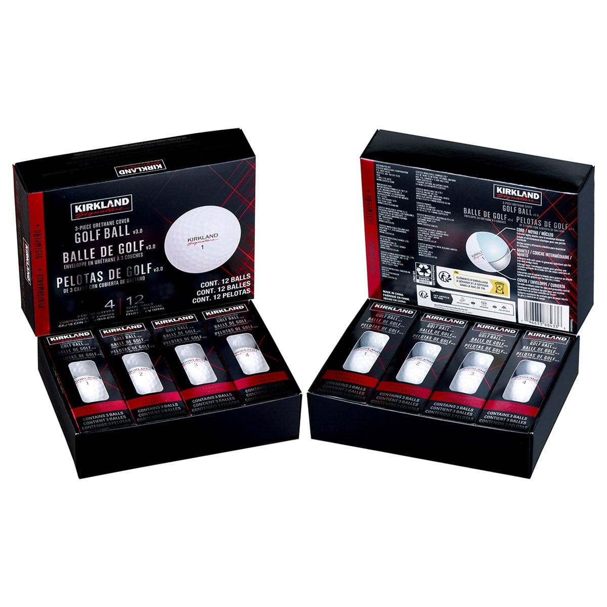 Kirkland V3.0#1654518 - Palline da golf rivestite in uretano, 3 pezzi (2 dozzine e 24 palline)