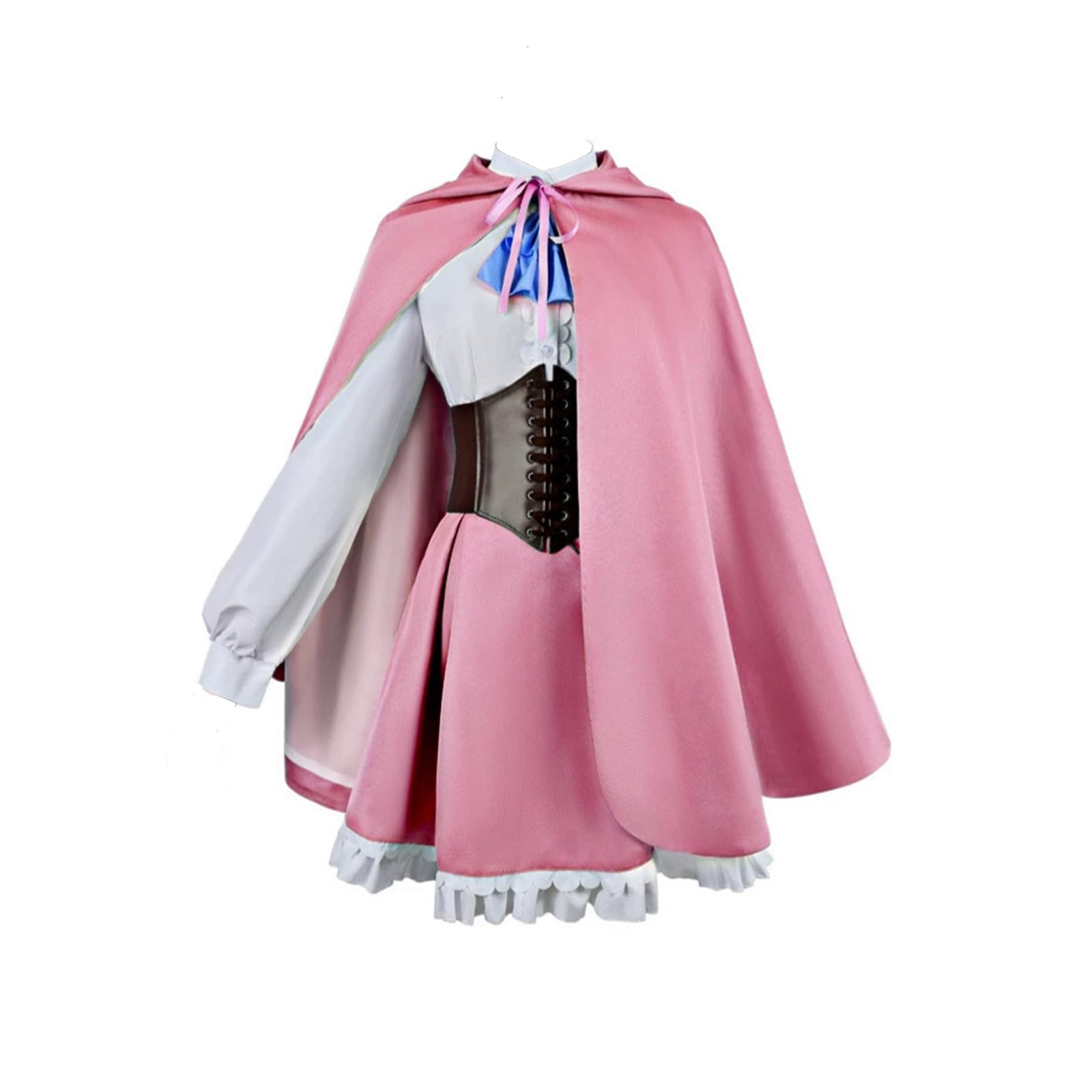 LTAKK Rem and Ram Cosplay Costume Re:Zero Rem Outfit Maid Dress with Cape and Corset for Halloween Cosplay Pink L