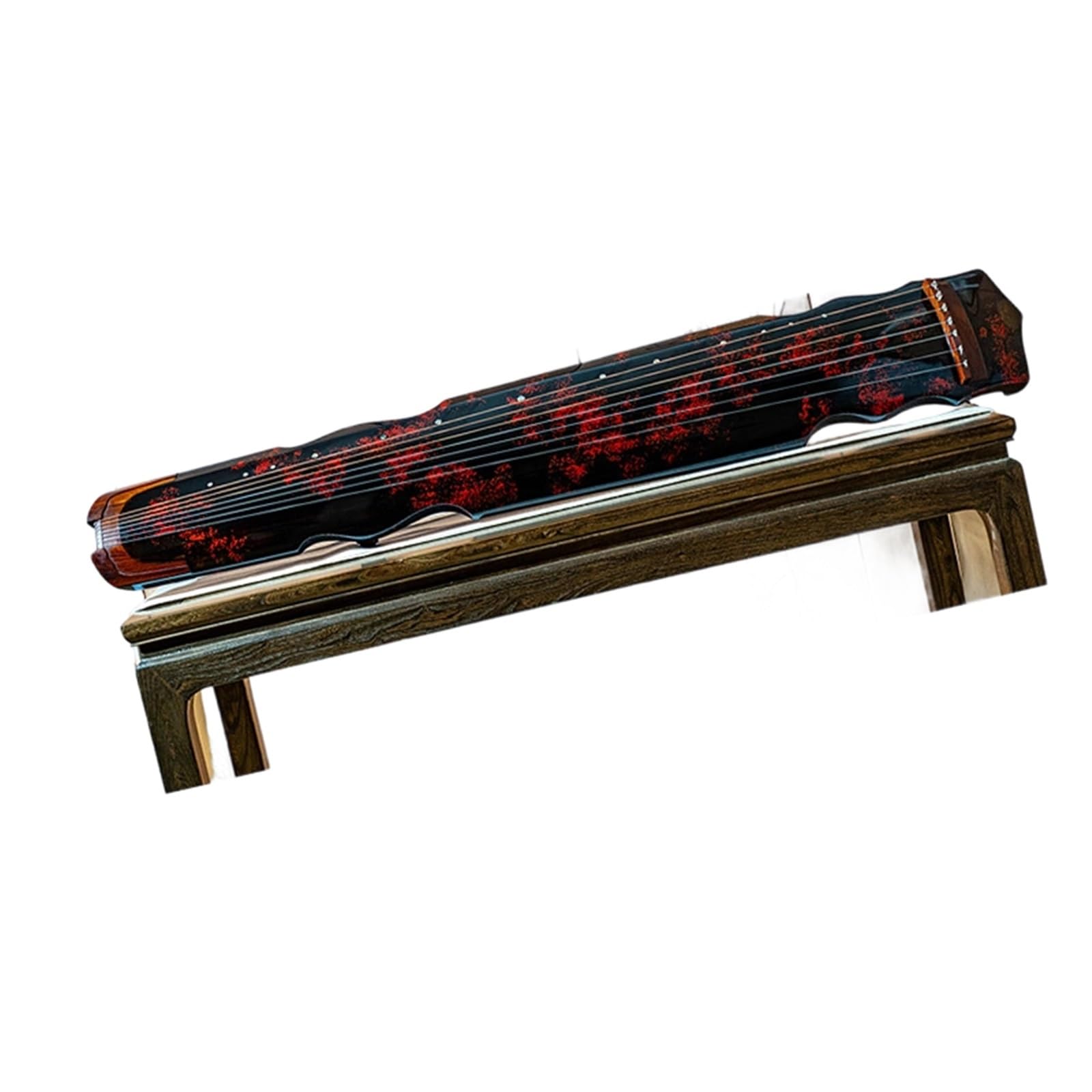 Czarno Czerwony Kwiat Guqin Seven Strings Surowy Lakier Z Drewna Cedrowego Profesjonalna Gra Dla Początkujących Guqin (chińska Cytra)