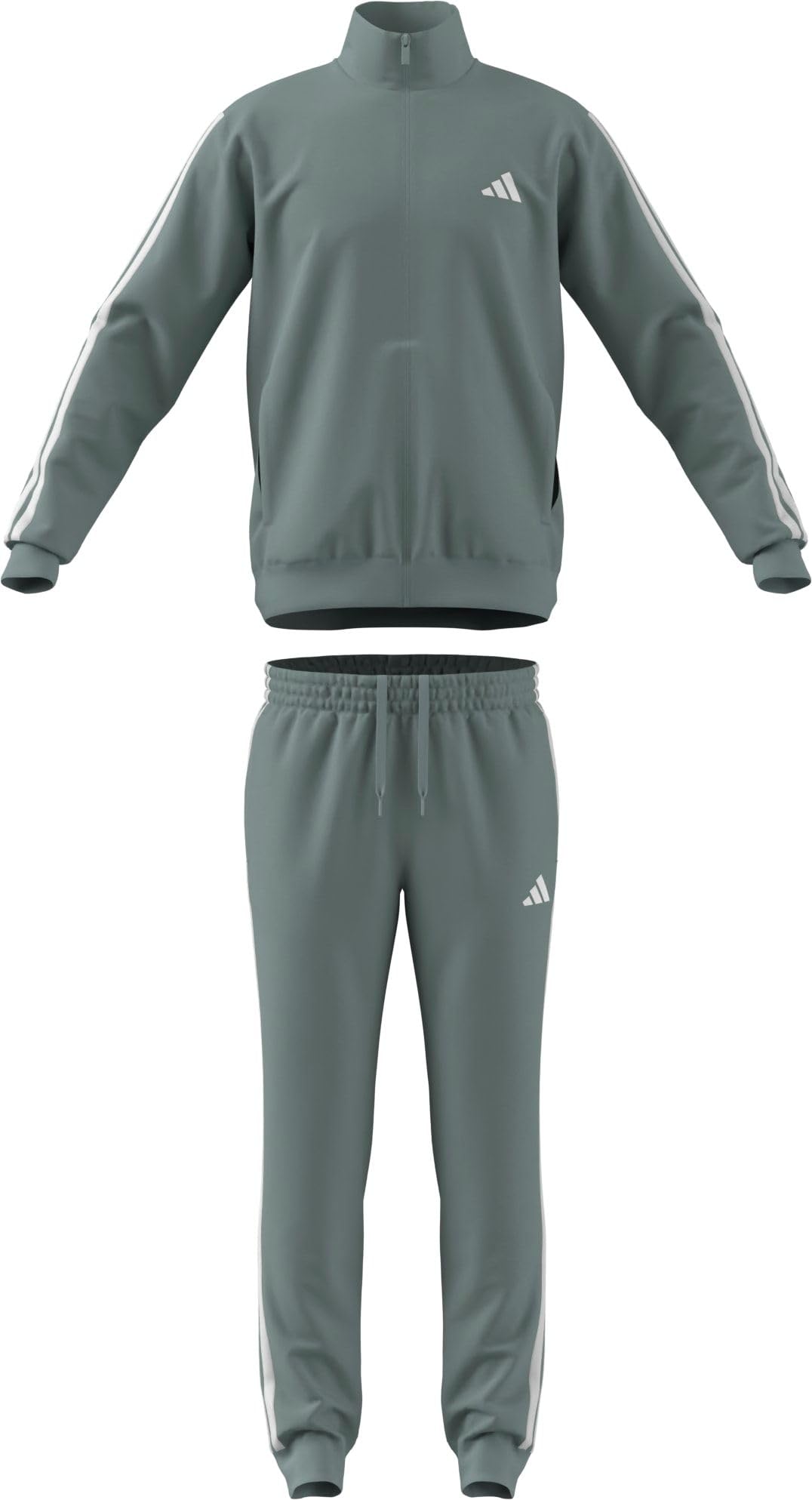adidas Herren SPORTSWEAR BASIC 3 STRIPES TRICOT TRACKSUIT, Wonder Sage, L Short