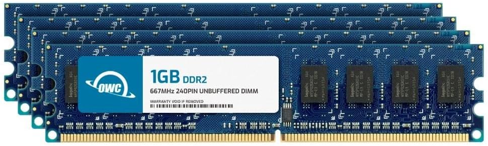 OWC 4GB (4x1GB) DDR2 667 PC2-5300 CL5 1Rx8 240-pin 1.8V Non-ECC UDIMM Memory RAM Module Upgrade Kit for Select Desktops