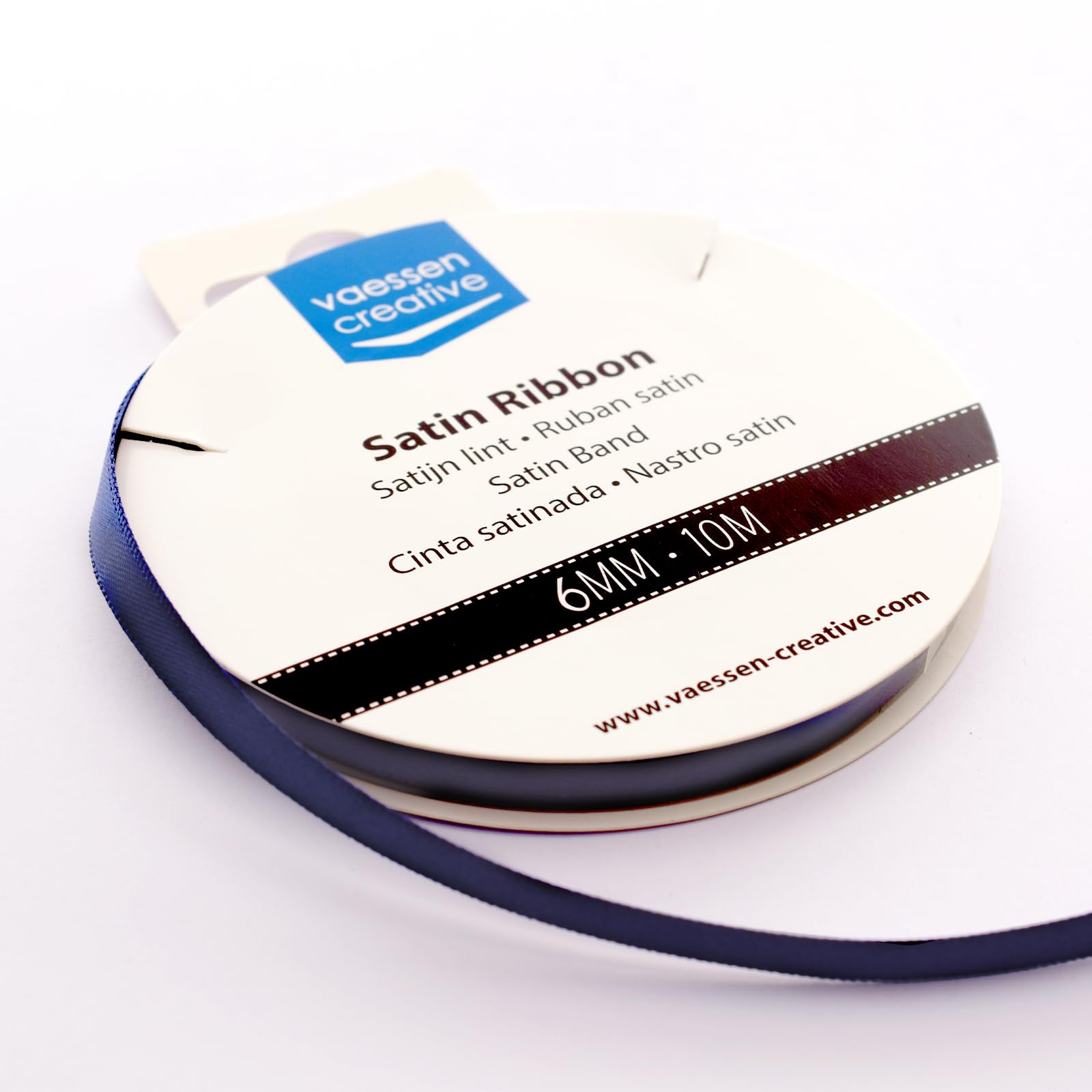 Vaessen Creative Satin Ribbon, Dark Blue,6mm x 10m, Elegant Shine for Card Making, Scrapbooks, Gift Wrapping and Other Craft Projects, 6 mm