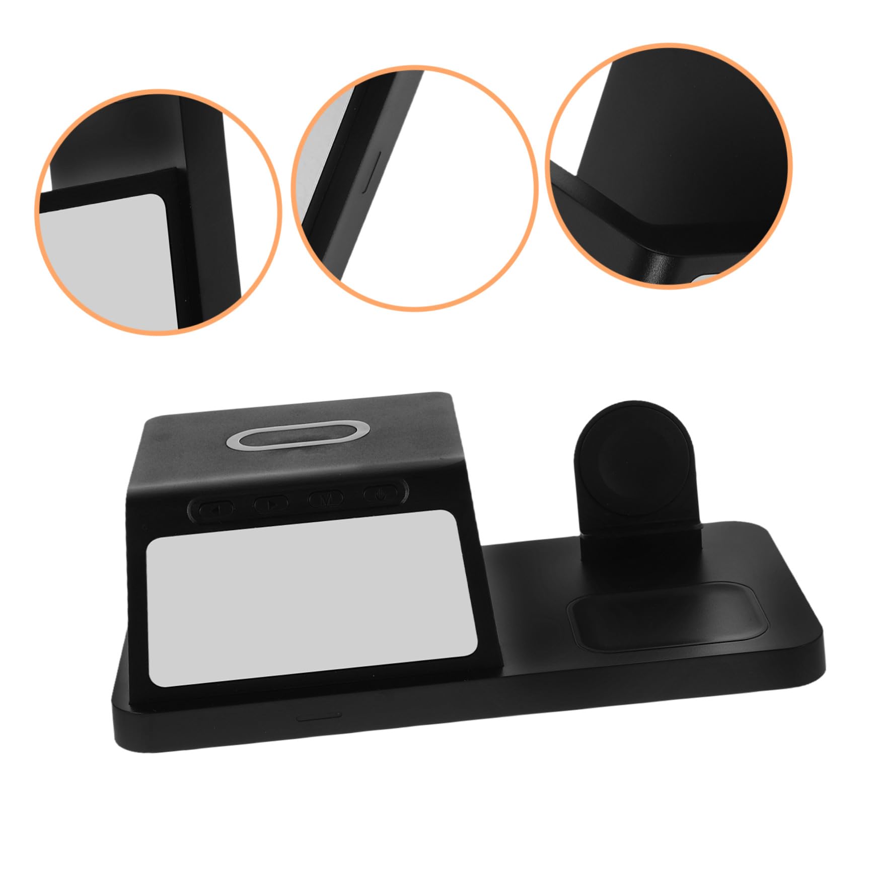 Angoily 15w Caricatore Wireless con Orologio Supporto di Ricarica Dock di Ricarica Rapida da Compatibile con Vari Dispositivi Design Moderno per Comodino e Viaggio